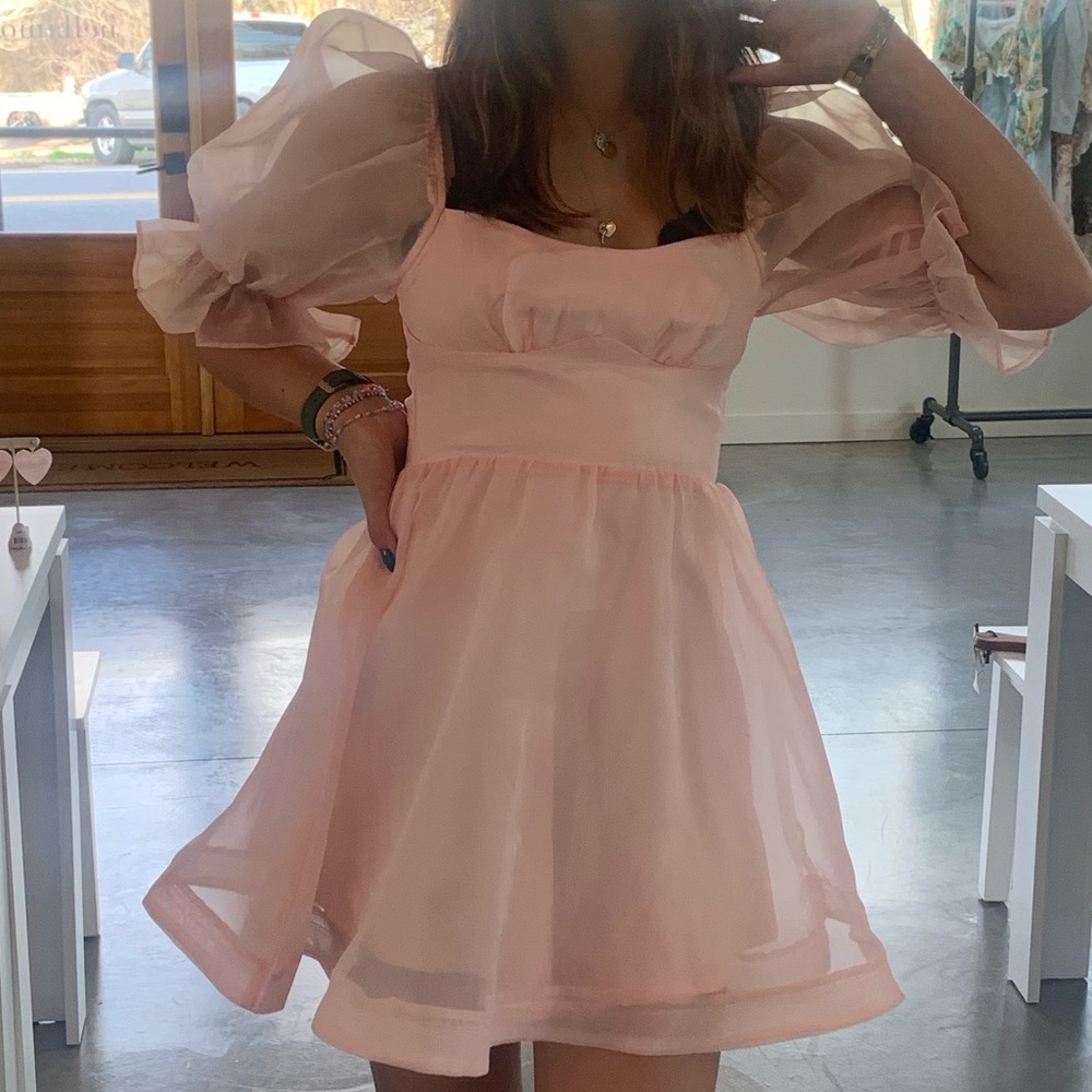 Pink Puff Sleeve Dress